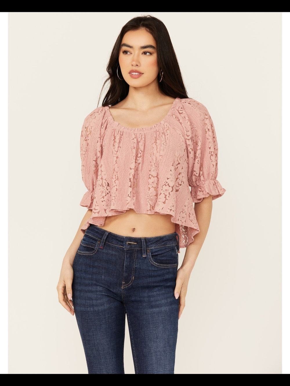 Free People Women's Stacey Lace Cropped Shirt